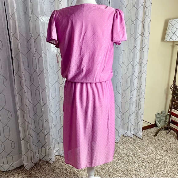 Vintage Lilac Flutter Sleeve Dress Size 12 - Picture 4 of 7
